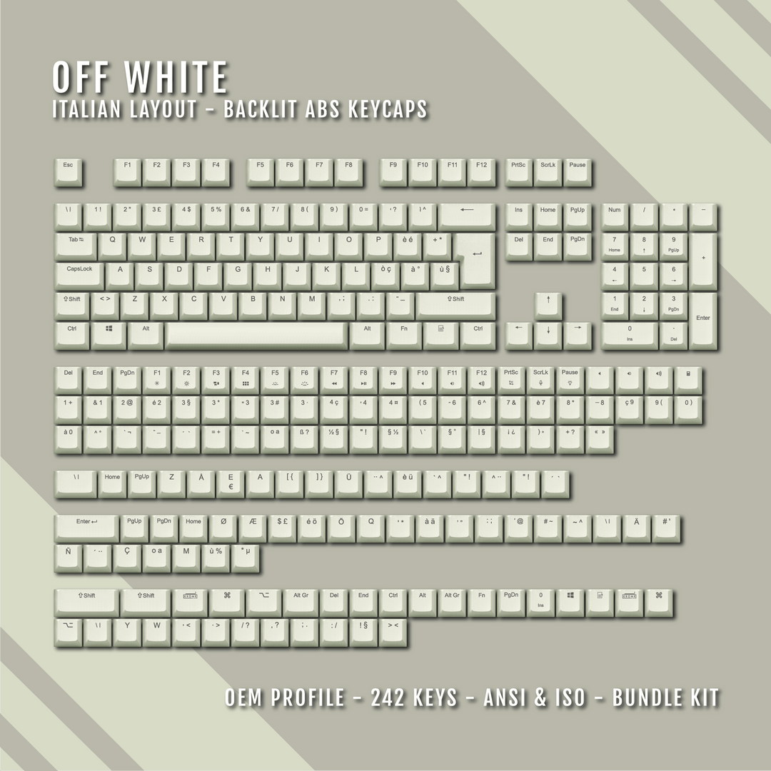 Off White Backlit Italian Keycaps - ISO-IT - Windows & Mac - kromekeycaps