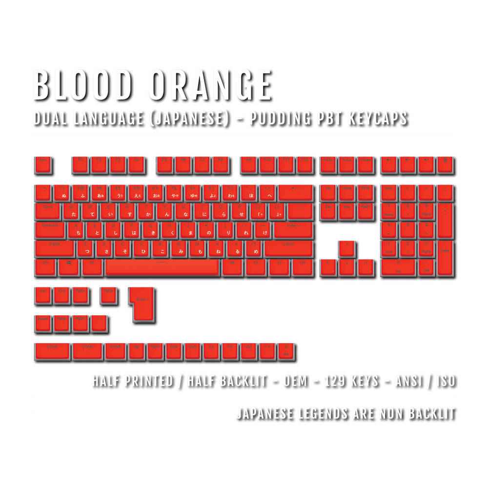 Blood Orange Japanese Dual Language PBT Pudding Keycaps Krome Keycaps LTD Kanji Pudding