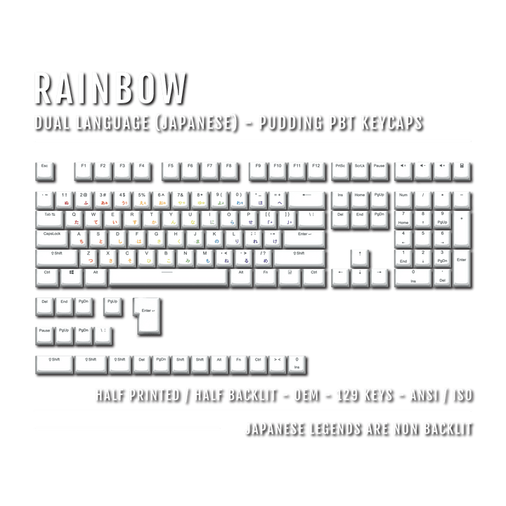 Rainbow Japanese Dual Language PBT Pudding Keycaps