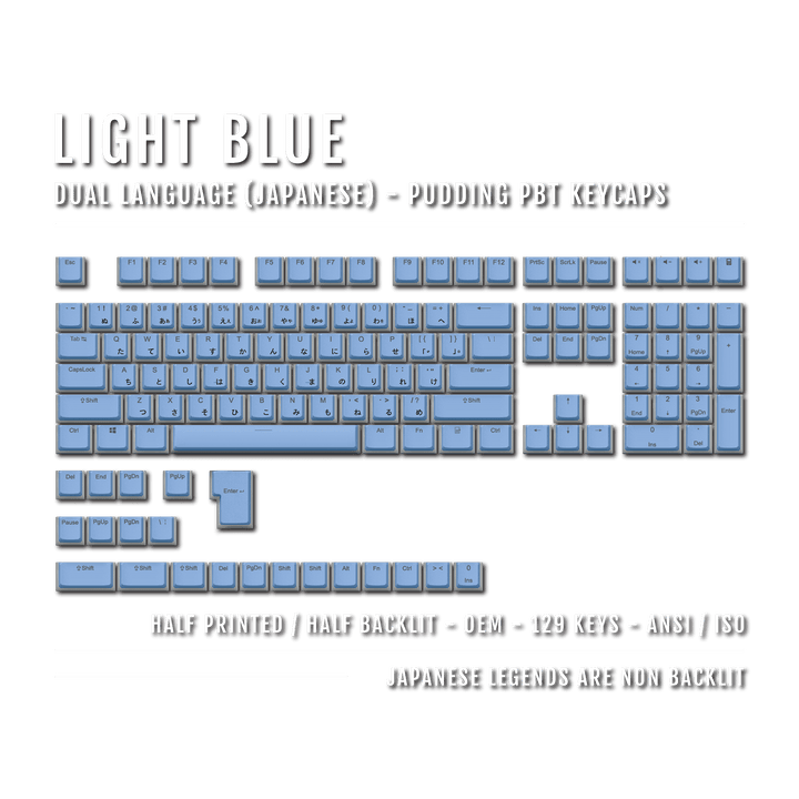 Light Blue Japanese Dual Language PBT Pudding Keycaps