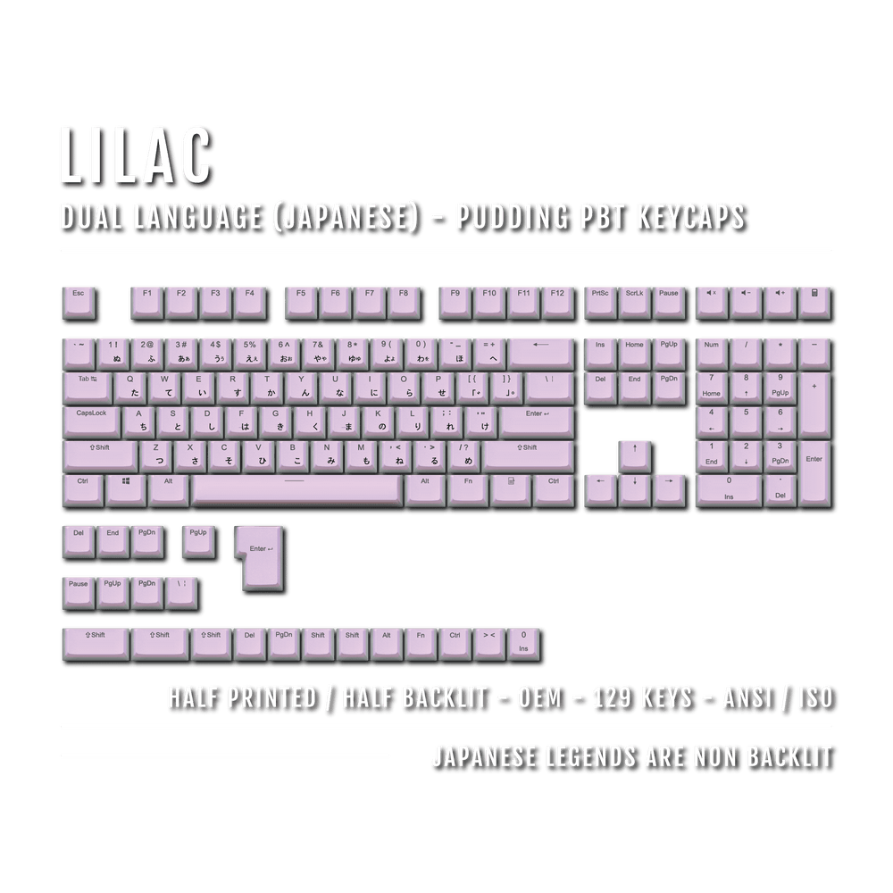 Lilac Japanese Dual Language PBT Pudding Keycaps Krome Keycaps LTD Kanji Pudding