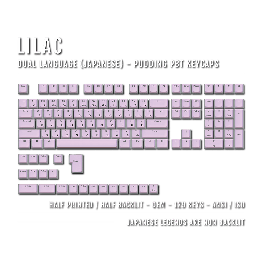 Lilac Japanese Dual Language PBT Pudding Keycaps Krome Keycaps LTD Kanji Pudding