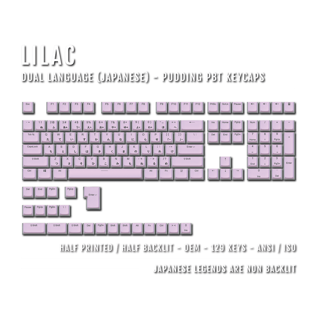 Lilac Japanese Dual Language PBT Pudding Keycaps