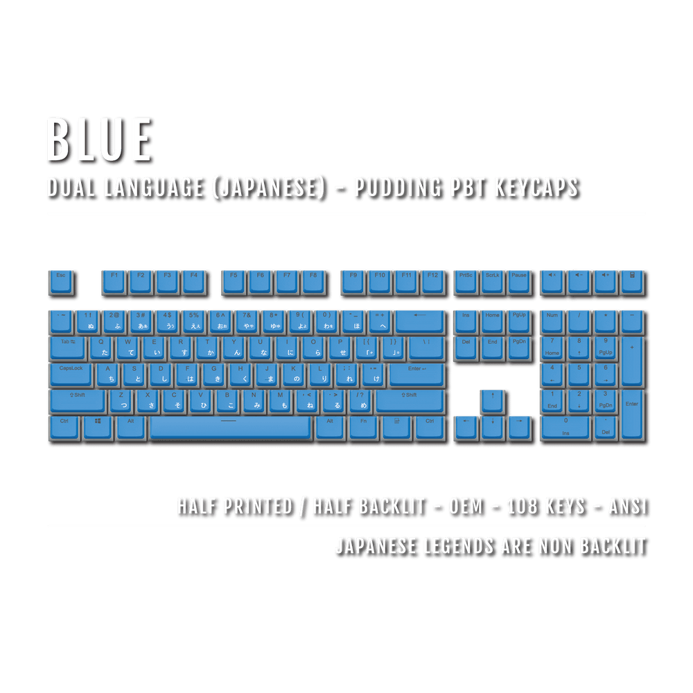 Blue Japanese Dual Language PBT Pudding Keycaps Krome Keycaps LTD Kanji Pudding