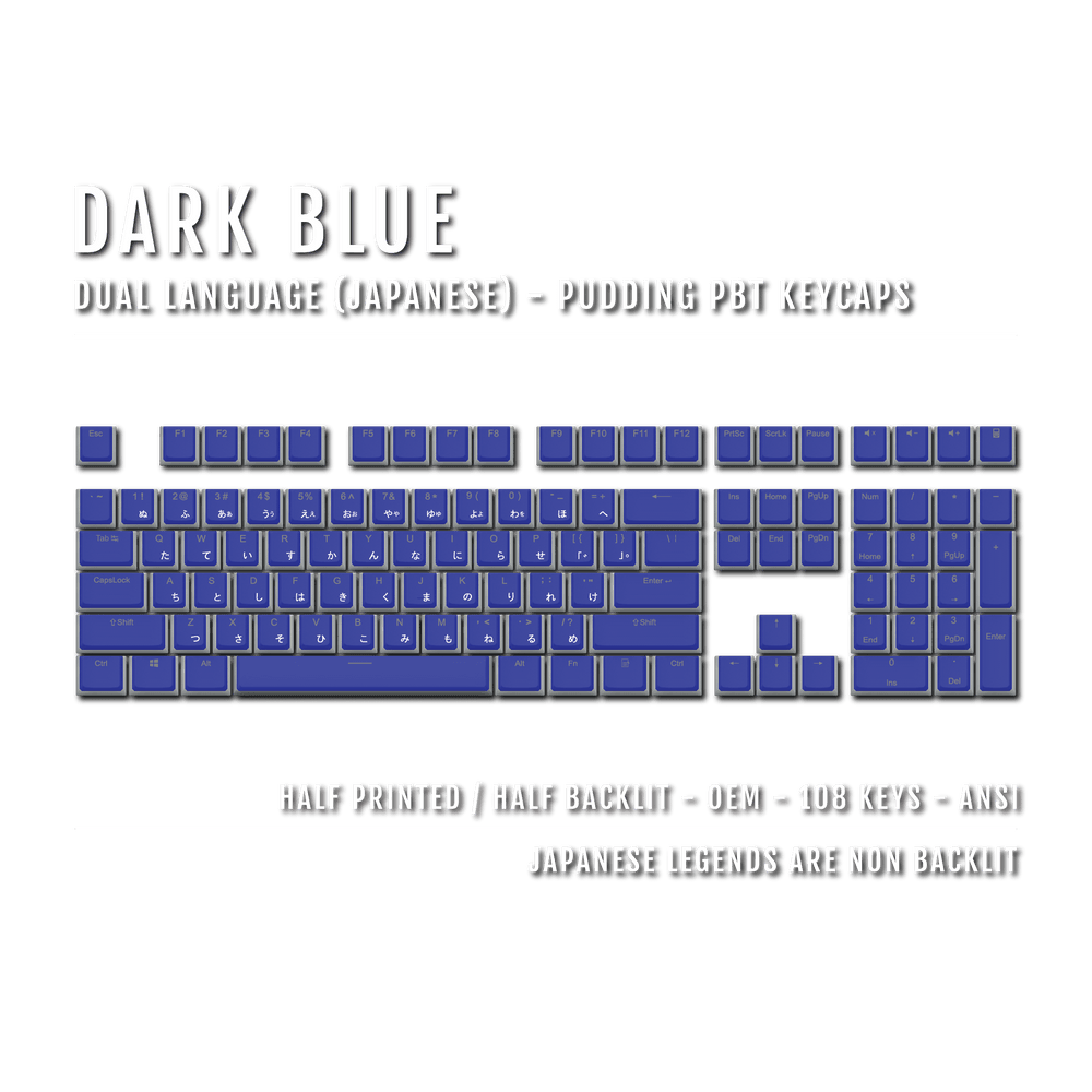 Dark Blue Japanese Dual Language PBT Pudding Keycaps Krome Keycaps LTD Kanji Pudding