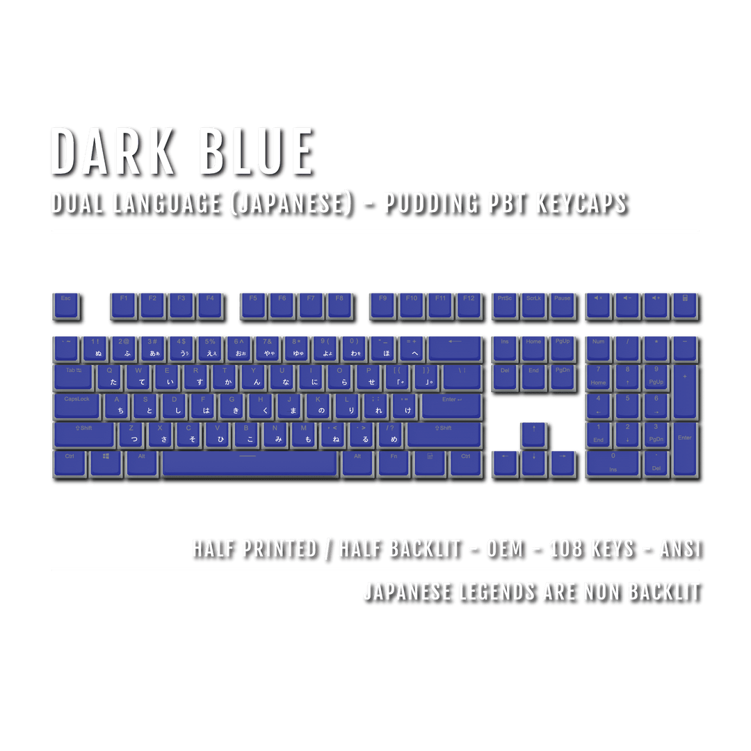 Dark Blue Japanese Dual Language PBT Pudding Keycaps Krome Keycaps LTD Kanji Pudding
