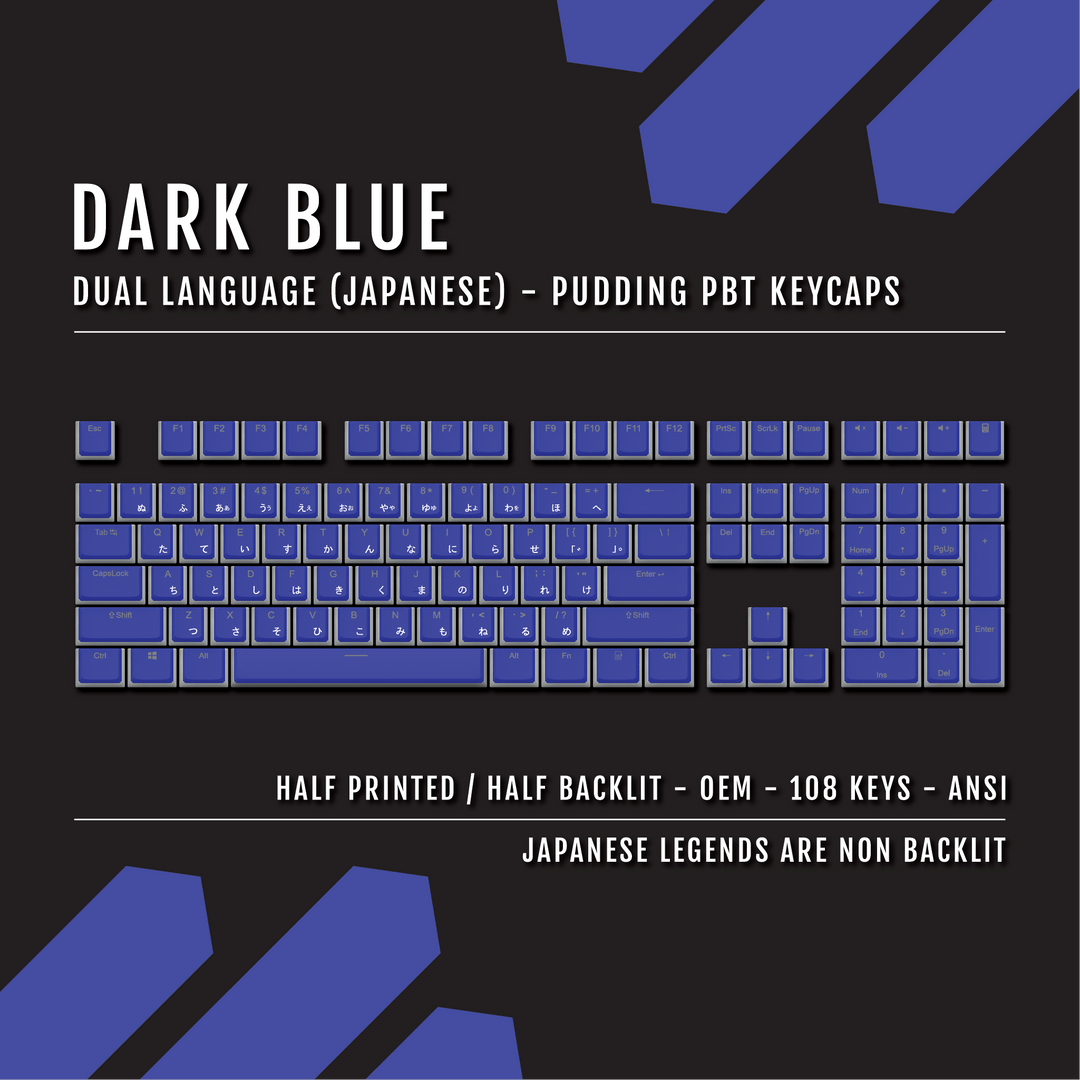 Dark Blue Japanese Dual Language PBT Pudding Keycaps Krome Keycaps LTD Kanji Pudding