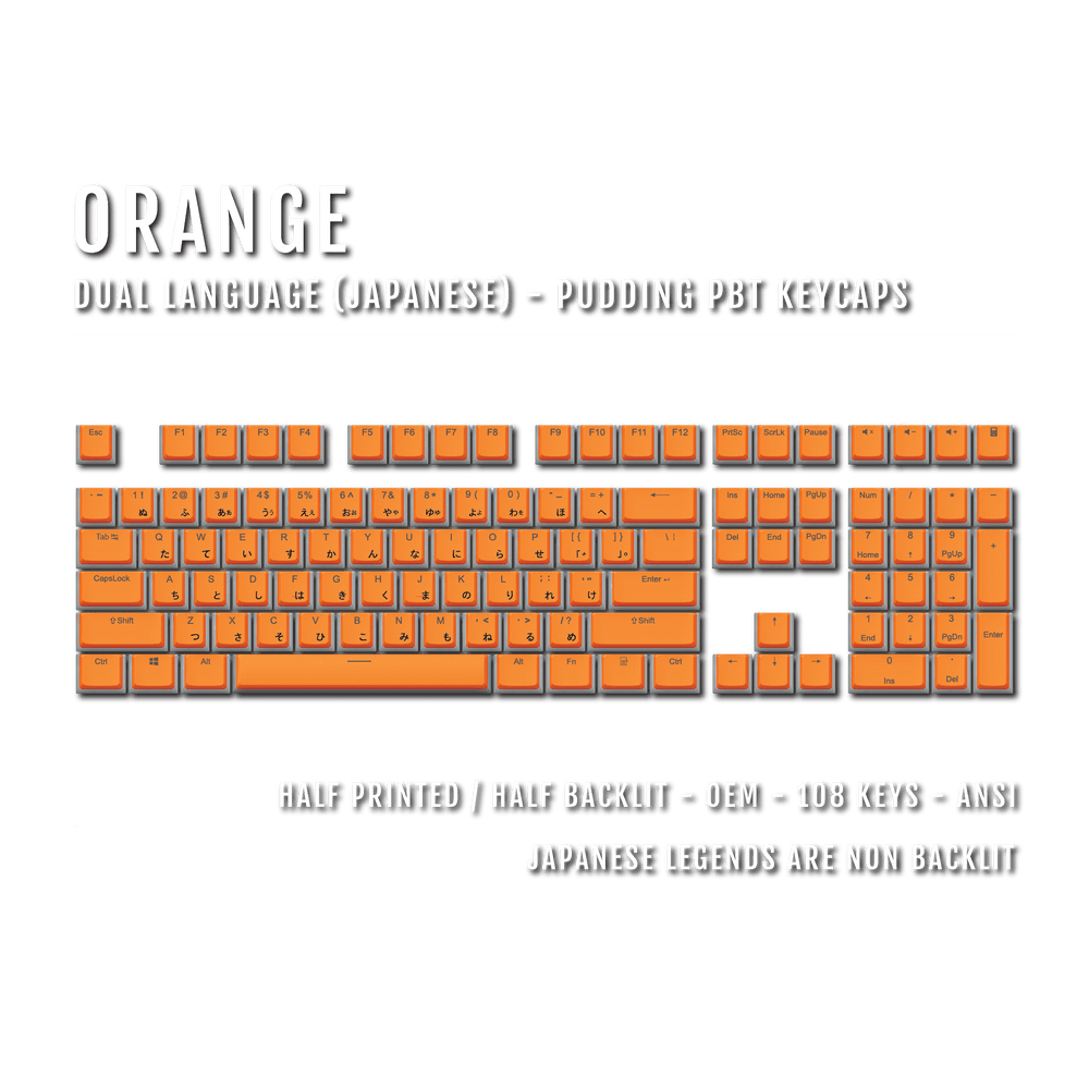 Orange Japanese Dual Language PBT Pudding Keycaps Krome Keycaps LTD Kanji Pudding