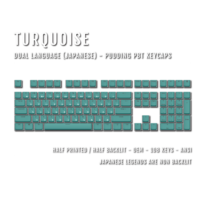 Turquoise Japanese Dual Language PBT Pudding Keycaps