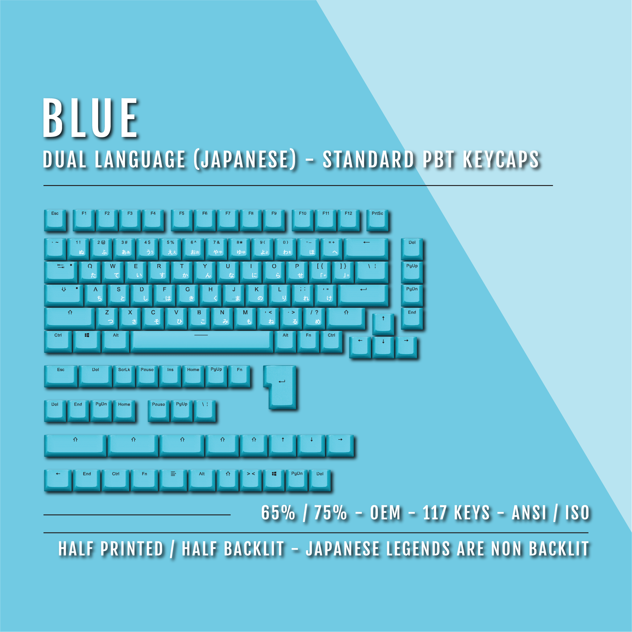 Blue Japanese PBT Keycaps Set - Dual Language Keyboard – Krome Keycaps LTD