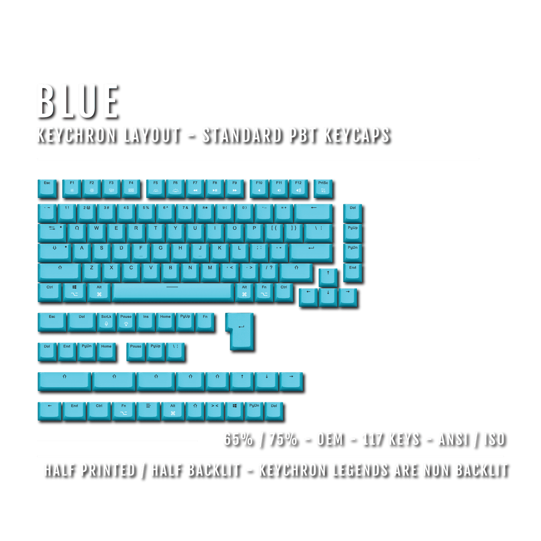 Blue Keychron (Layout) Dual Language PBT Keycaps - 65/75% Krome Keycaps LTD mac & multimedia