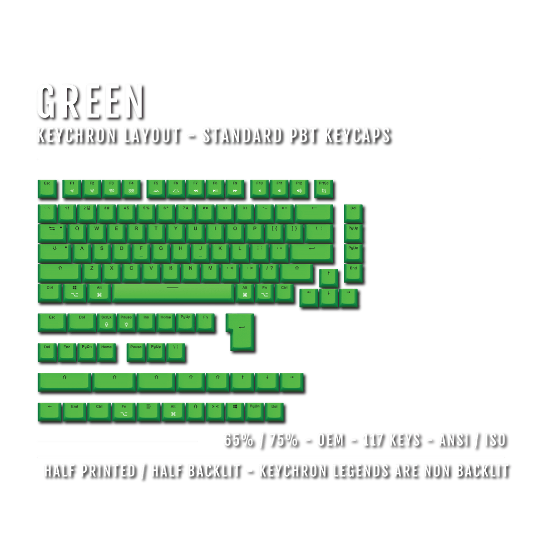 Green Keychron (Layout) Dual Language PBT Keycaps - 65/75% Krome Keycaps LTD mac & multimedia