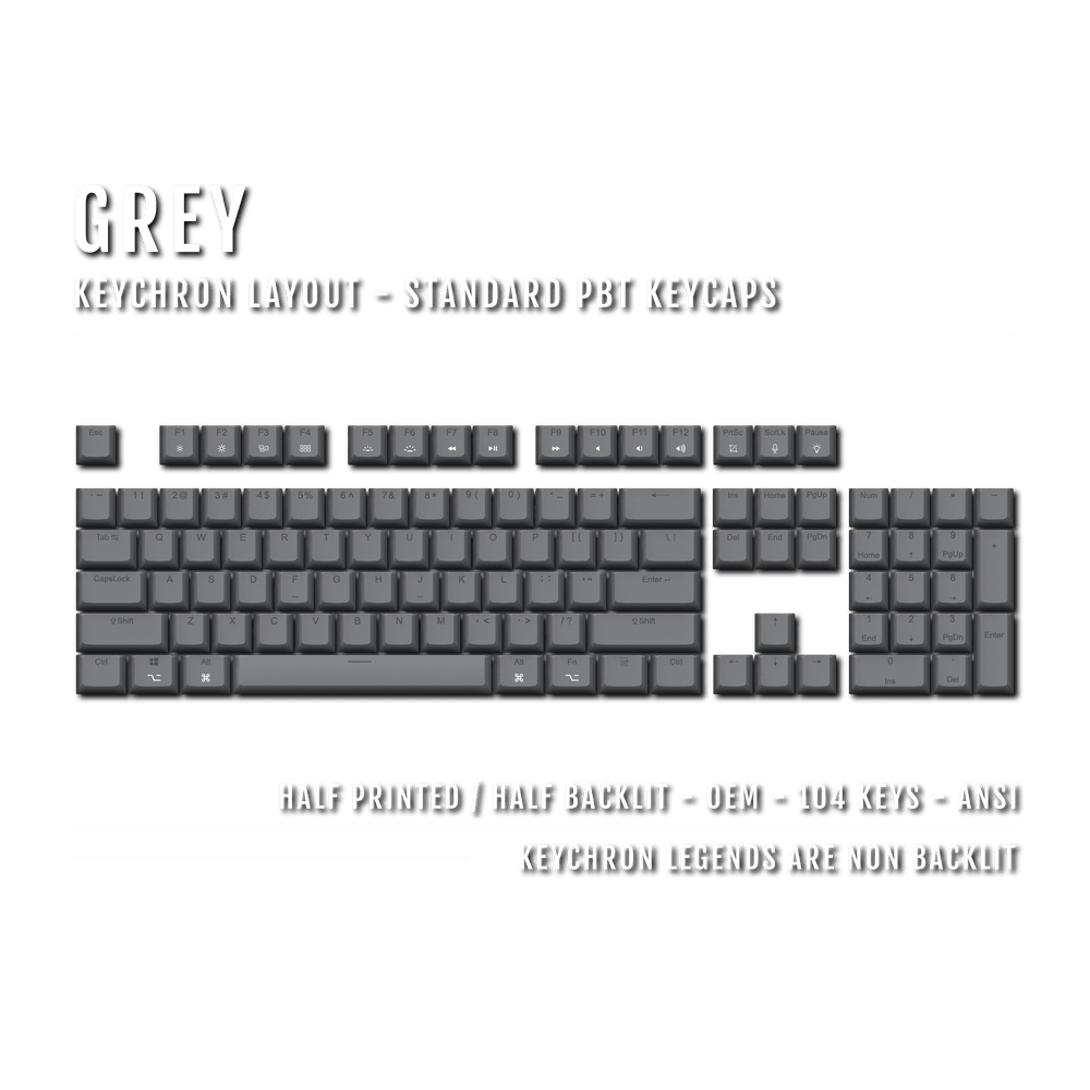 Grey Keychron (Layout) Dual Language PBT Keycaps Krome Keycaps LTD mac & multimedia
