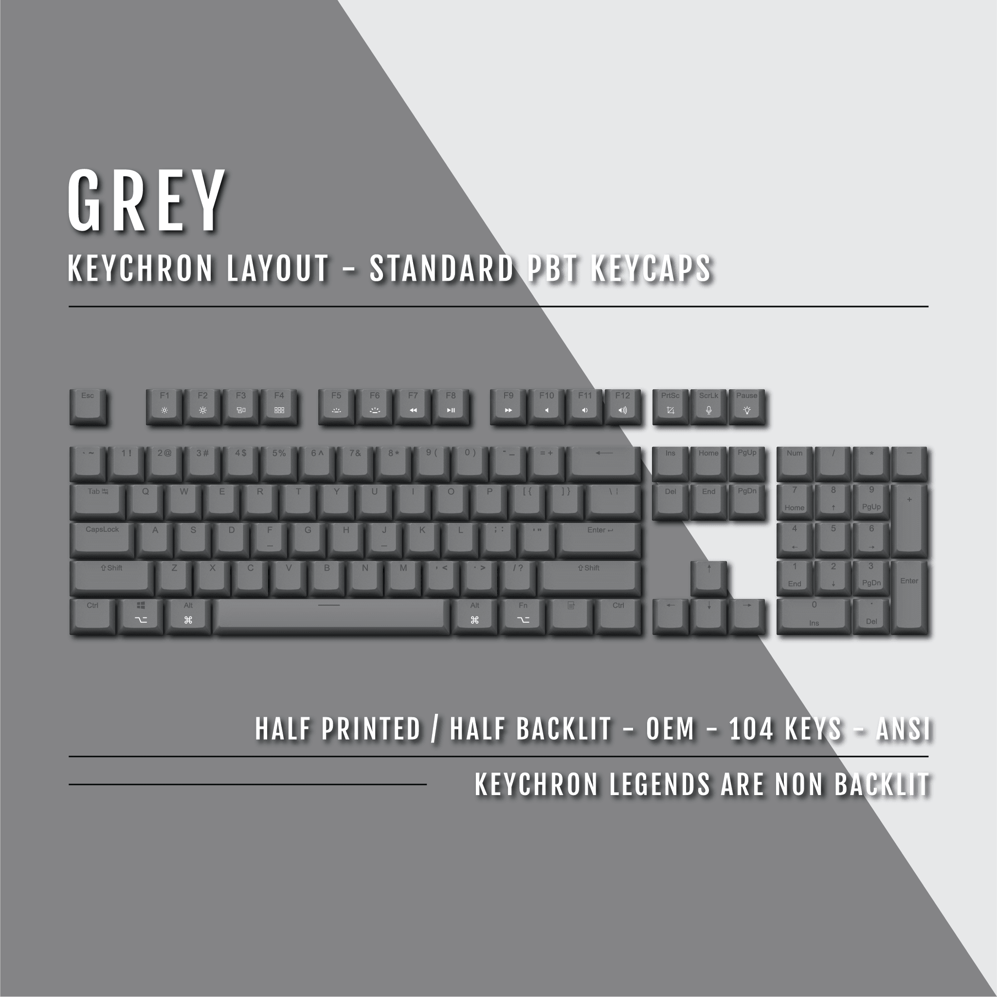 Grey Keychron (Layout) Dual Language PBT Keycaps – Krome Keycaps LTD