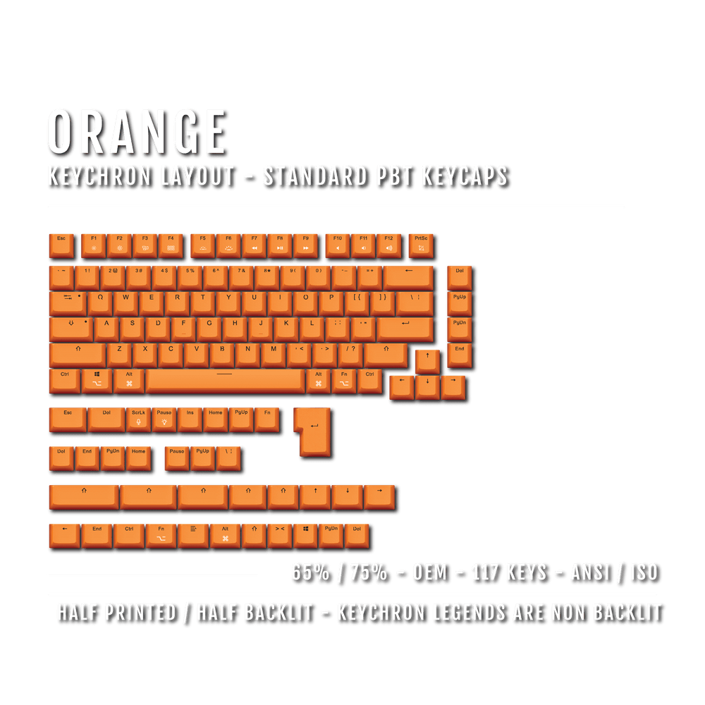 Orange Keychron (Layout) Dual Language PBT Keycaps - 65/75% Krome Keycaps LTD mac & multimedia