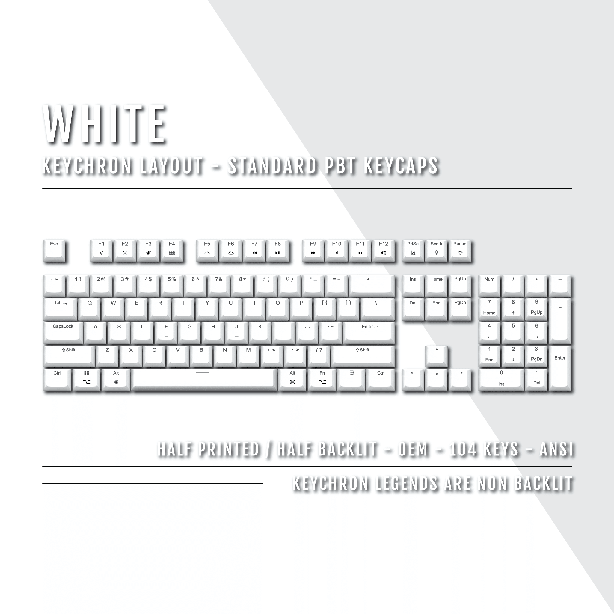 White Keychron (Layout) Dual Language PBT Keycaps – Krome Keycaps LTD
