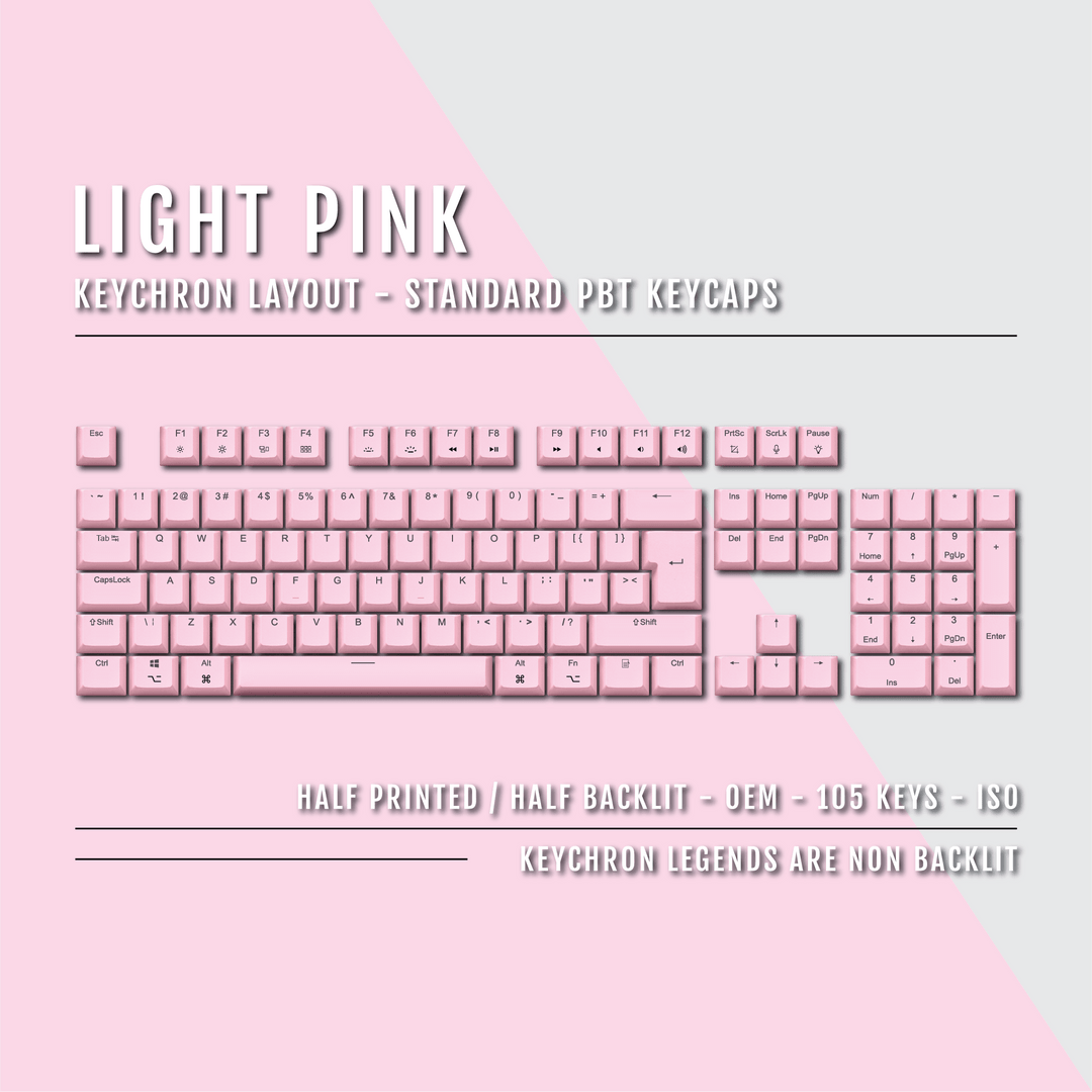 US Light Pink PBT Keychron (Layout) Keycaps - 100% Size - Dual Languag ...