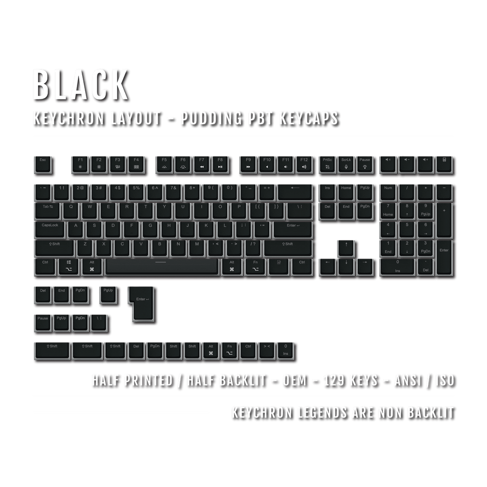 Black Keychron (Layout) Dual Language PBT Pudding Keycaps Krome Keycaps LTD Keychron Pudding