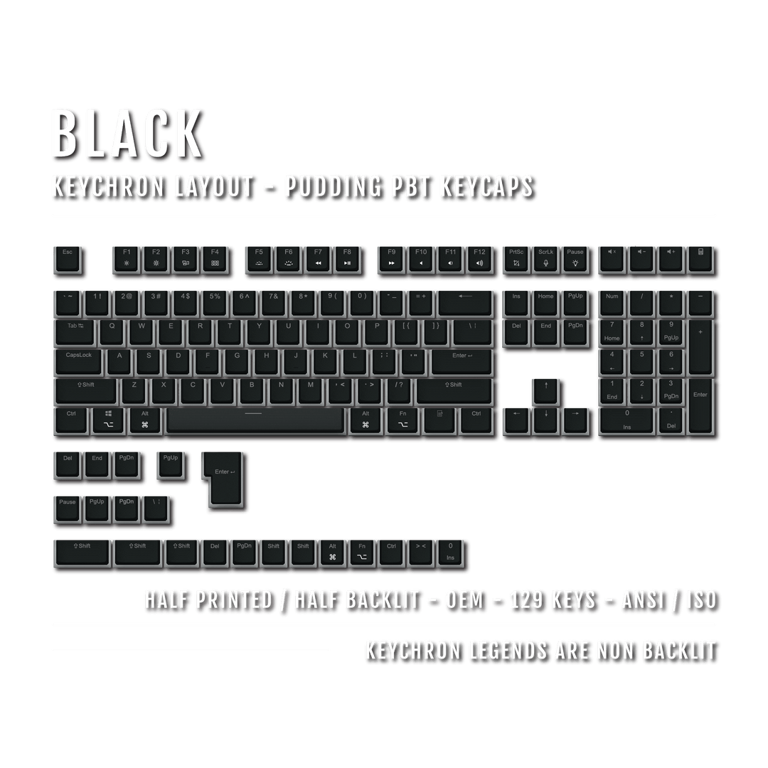 Black Keychron (Layout) Dual Language PBT Pudding Keycaps Krome Keycaps LTD Keychron Pudding