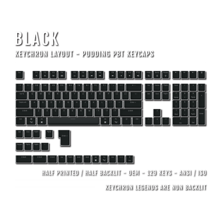 Black Keychron (Layout) Dual Language PBT Pudding Keycaps Krome Keycaps LTD Keychron Pudding