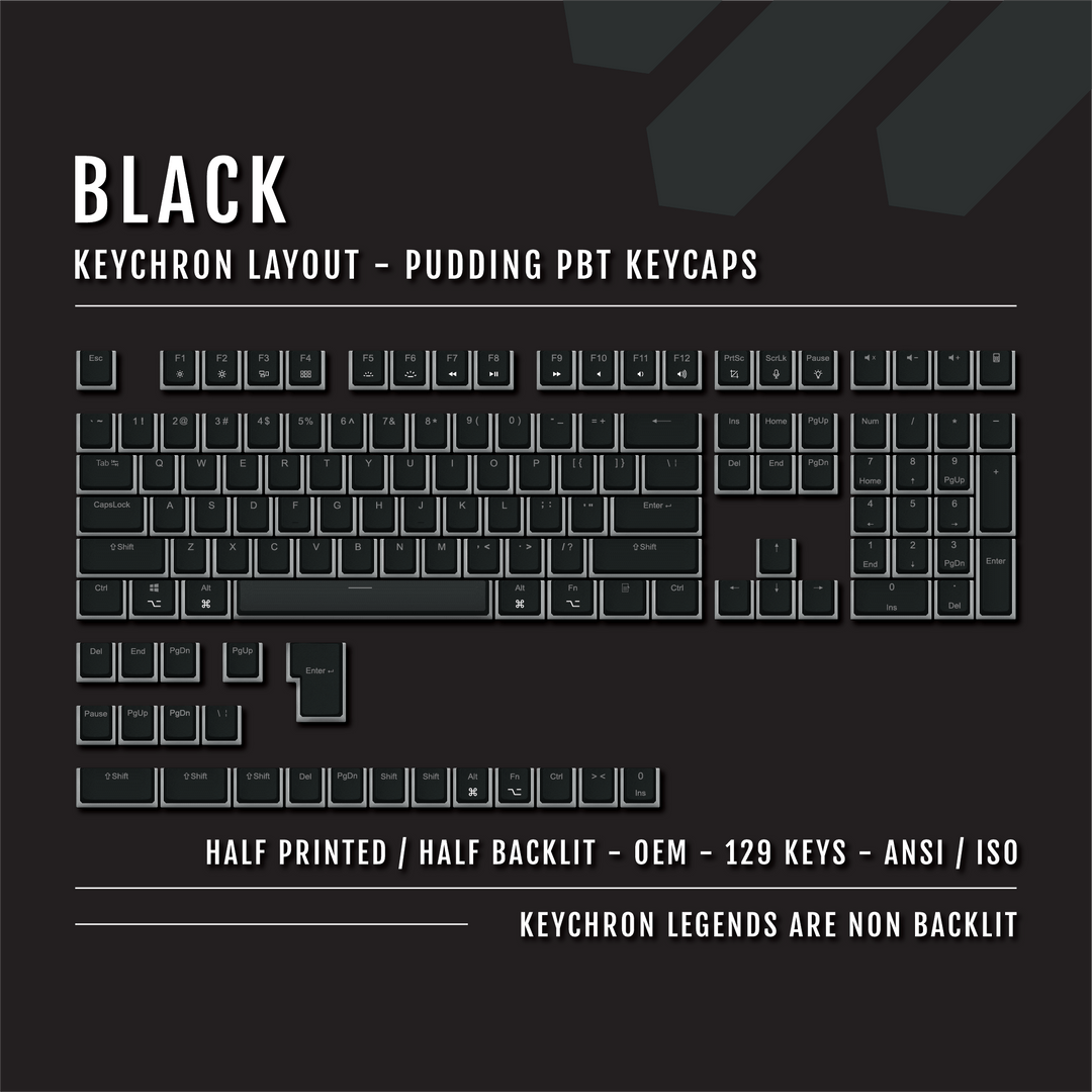 Black Keychron (Layout) Dual Language PBT Pudding Keycaps Krome Keycaps LTD Keychron Pudding