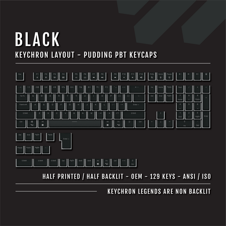 Black Keychron (Layout) Dual Language PBT Pudding Keycaps Krome Keycaps LTD Keychron Pudding