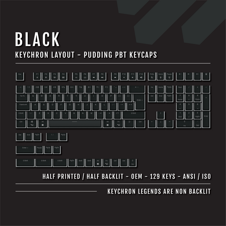 Black Keychron (Layout) Dual Language PBT Pudding Keycaps Krome Keycaps LTD Keychron Pudding