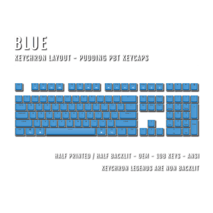 Blue Keychron (Layout) Dual Language PBT Pudding Keycaps Krome Keycaps LTD 