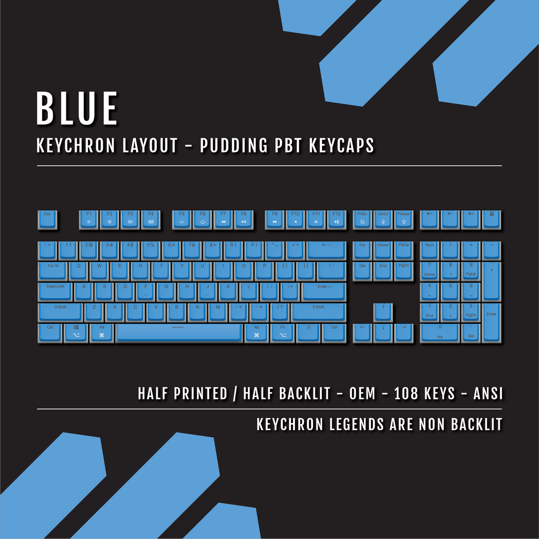 Blue Keychron (Layout) Dual Language PBT Pudding Keycaps Krome Keycaps LTD 