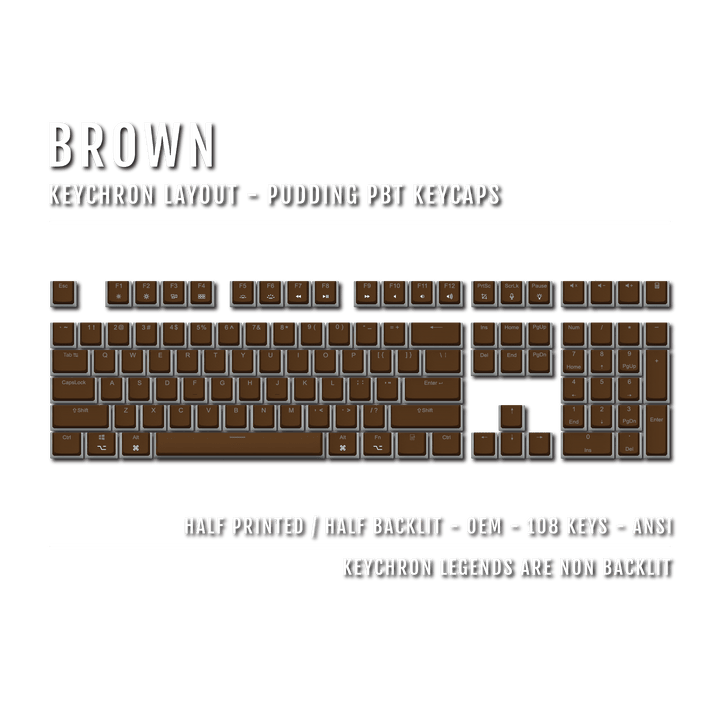 Brown Keychron (Layout) Dual Language PBT Pudding Keycaps Krome Keycaps LTD 