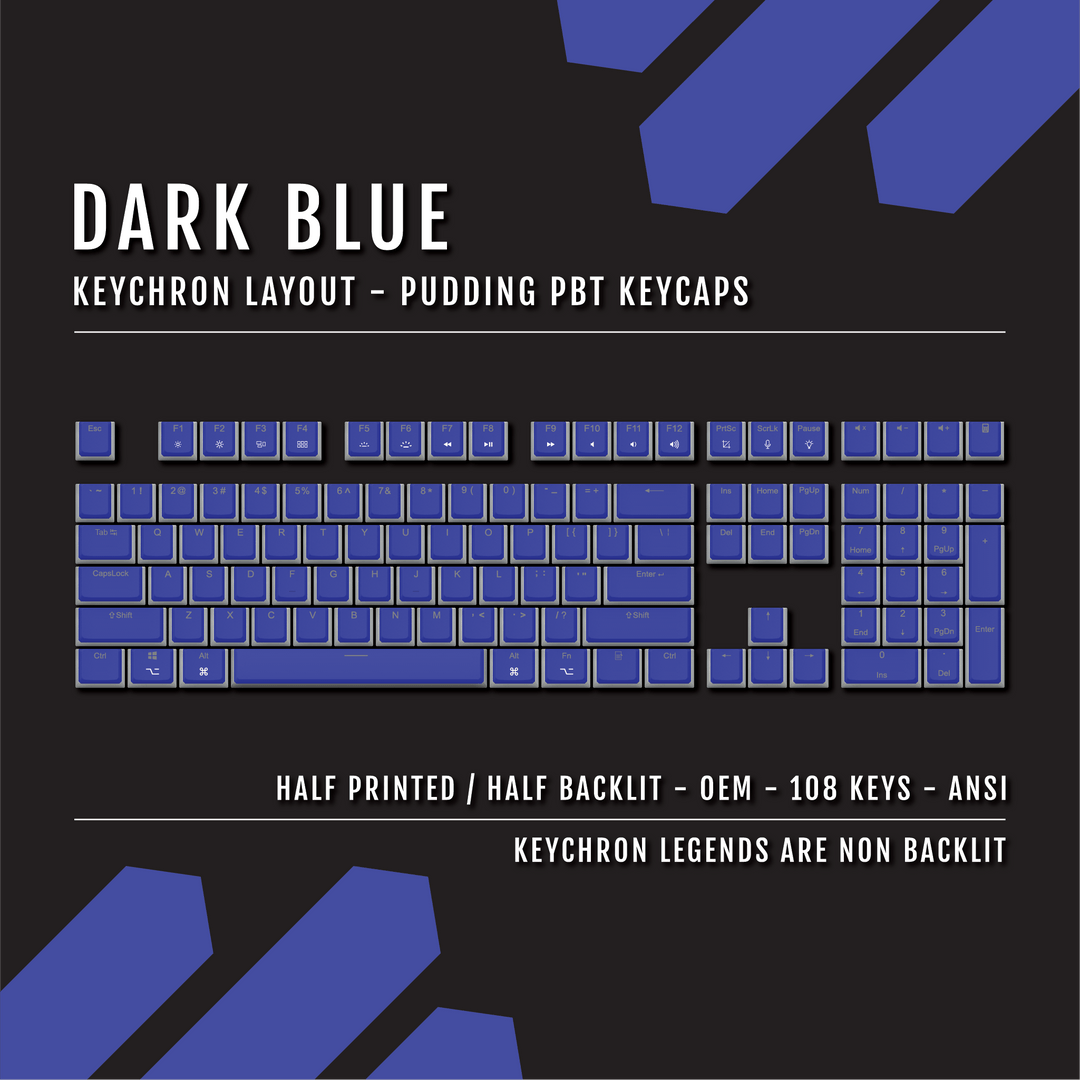 Dark Blue Keychron (Layout) Dual Language PBT Pudding Keycaps Krome Keycaps LTD 