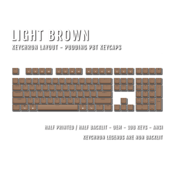 Light Brown Keychron (Layout) Dual Language PBT Pudding Keycaps Krome Keycaps LTD 