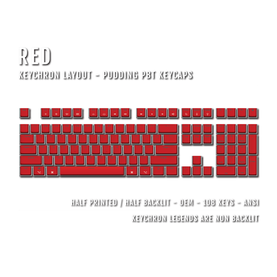 Red Keychron (Layout) Dual Language PBT Pudding Keycaps Krome Keycaps LTD 