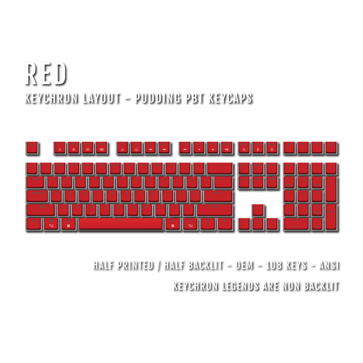 Red Keychron (Layout) Dual Language PBT Pudding Keycaps Krome Keycaps LTD 