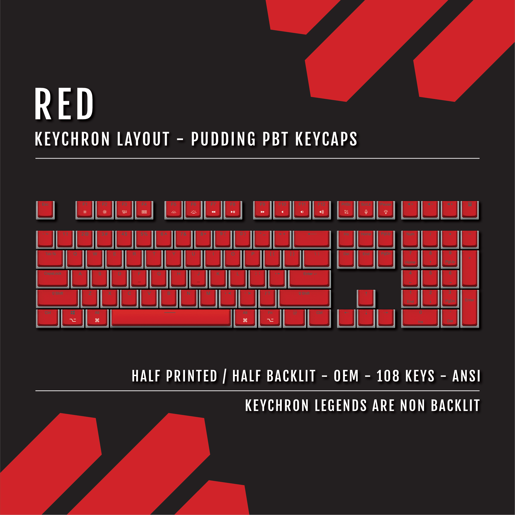 Red Keychron (Layout) Dual Language PBT Pudding Keycaps – Krome Keycaps LTD