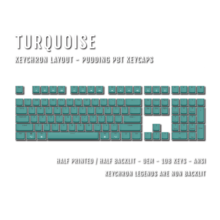 Turquoise Keychron (Layout) Dual Language PBT Pudding Keycaps Krome Keycaps LTD 