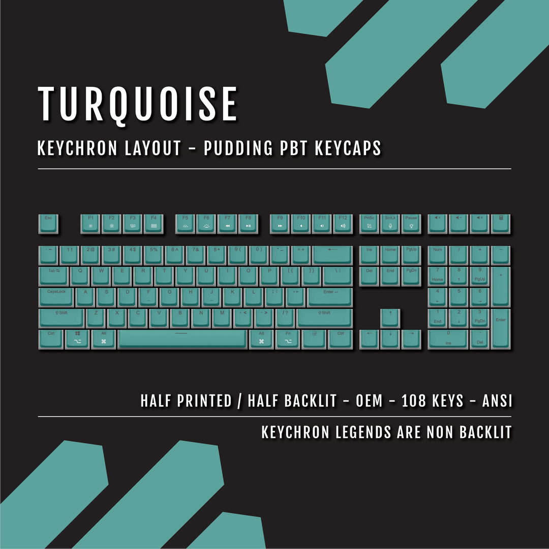 Turquoise Keychron (Layout) Dual Language PBT Pudding Keycaps Krome Keycaps LTD 