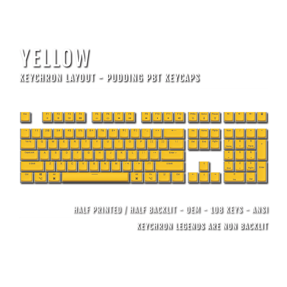 Yellow Keychron (Layout) Dual Language PBT Pudding Keycaps Krome Keycaps LTD 