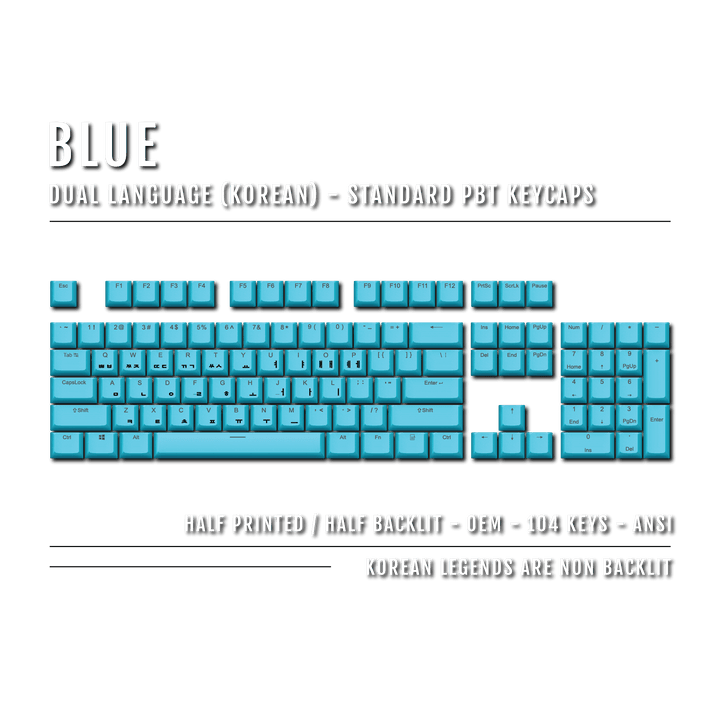 Blue Korean Dual Language PBT Keycaps Krome Keycaps LTD korean