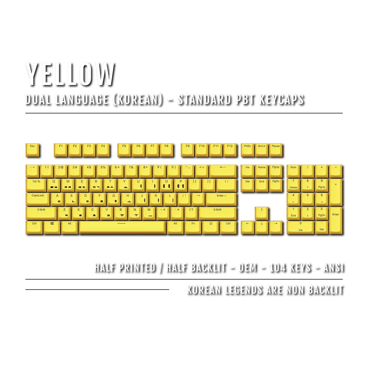 Yellow Korean Dual Language PBT Keycaps – Krome Keycaps LTD