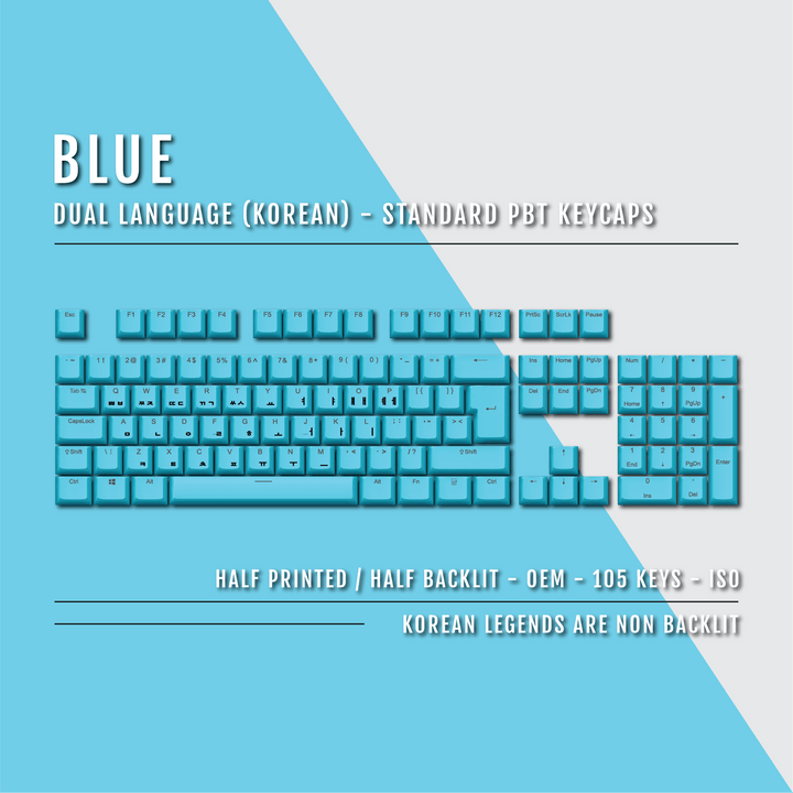 Blue Korean Dual Language PBT Keycaps Krome Keycaps LTD korean