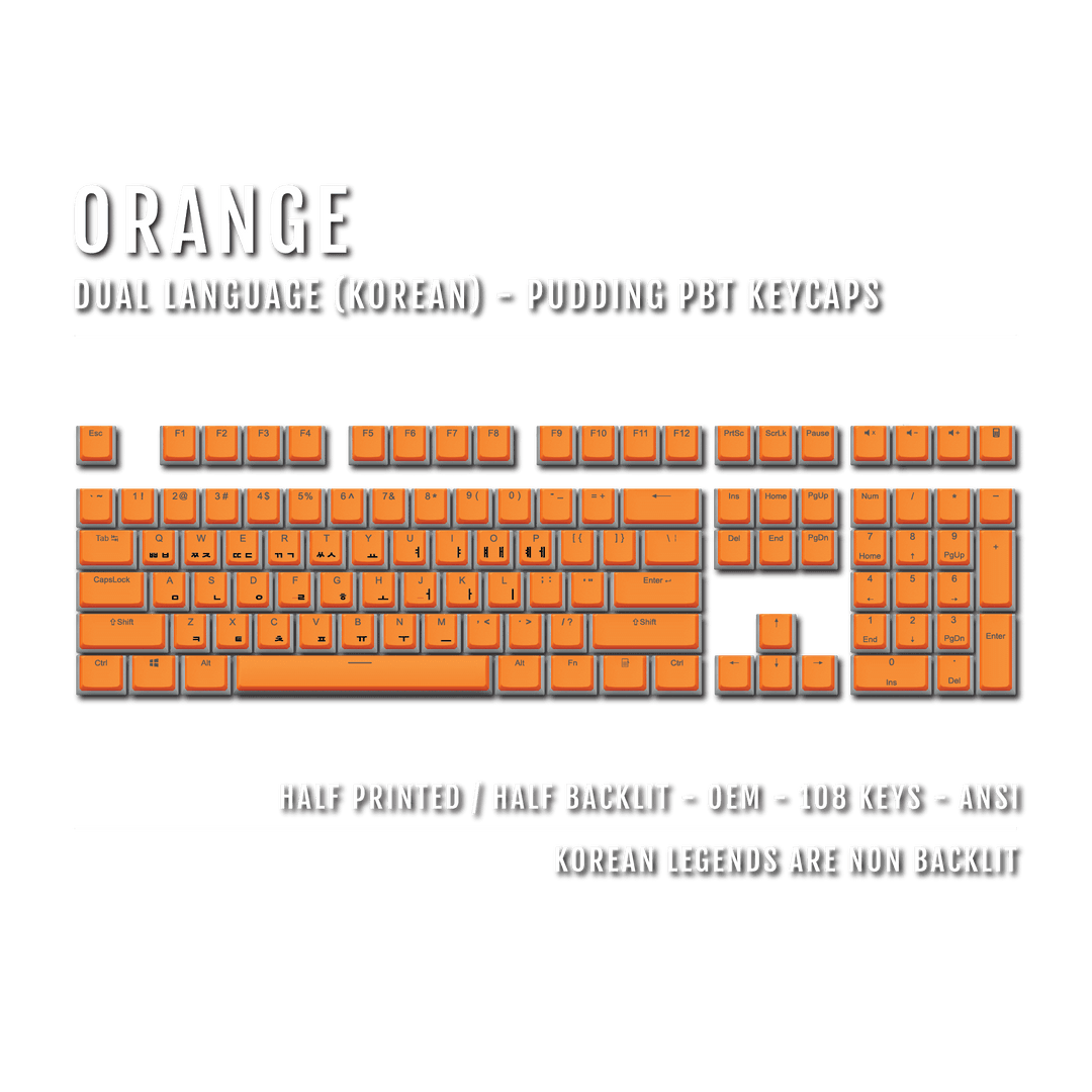 Orange Korean Dual Language PBT Pudding Keycaps