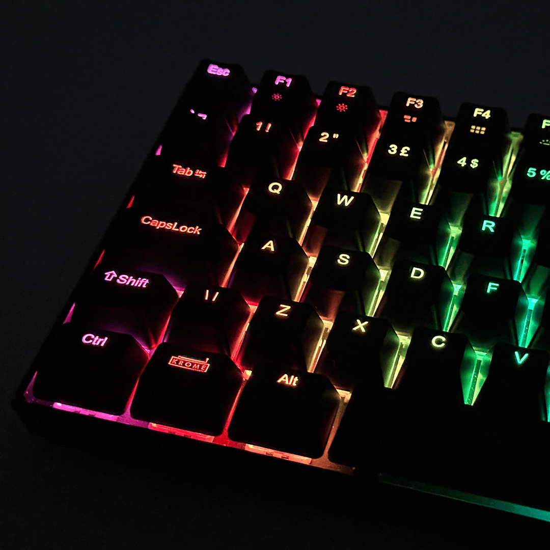 Black Backlit German Keycaps - ISO-DE - Windows & Mac - kromekeycaps