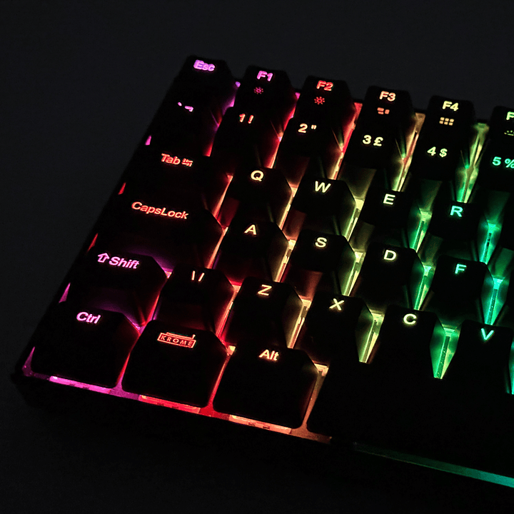 Black Backlit German Keycaps - ISO-DE - Windows & Mac - kromekeycaps