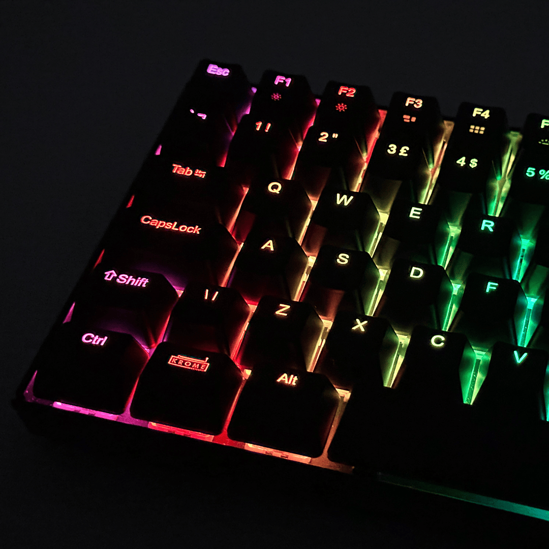 Purple Backlit UK Keycaps - ISO/ANSI - Windows & Mac - kromekeycaps