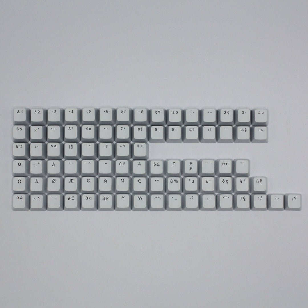 Light Grey International ABS Keycap Conversion Kit Krome Keycaps LTD danish, french, german, italian, norwegian, portuguese, spanish, swedish, swiss