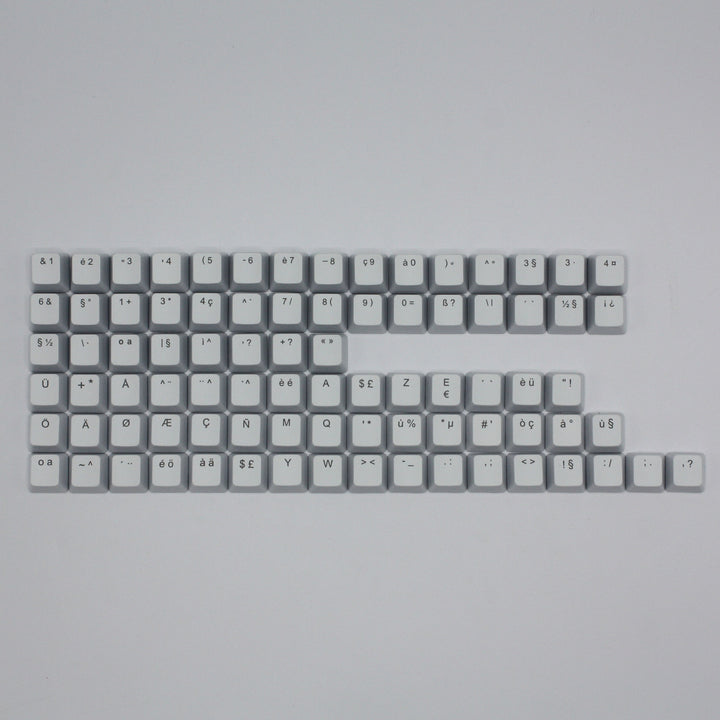 Light Grey International ABS Keycap Conversion Kit Krome Keycaps LTD danish, french, german, italian, norwegian, portuguese, spanish, swedish, swiss