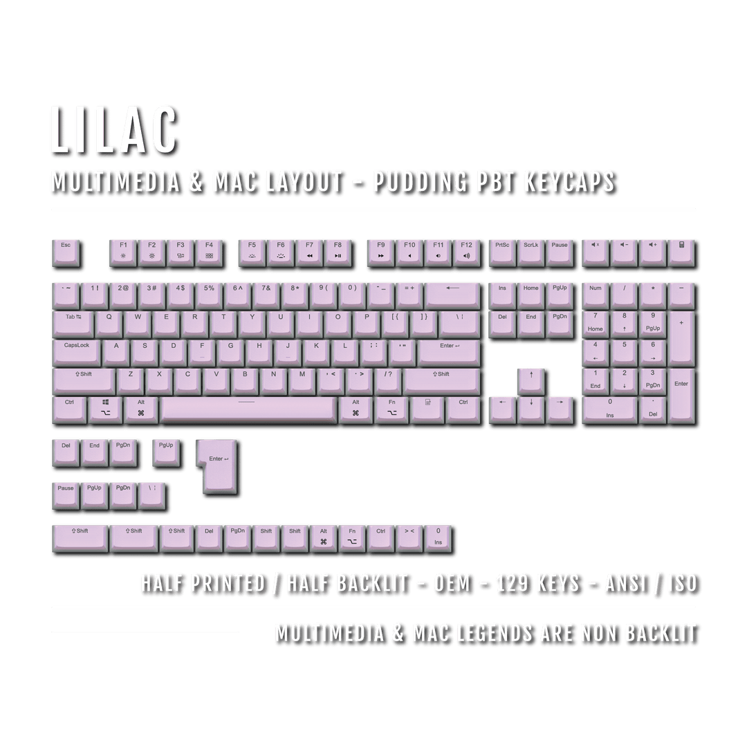 Lilac Mac/Multimedia Dual Language PBT Pudding Keycaps