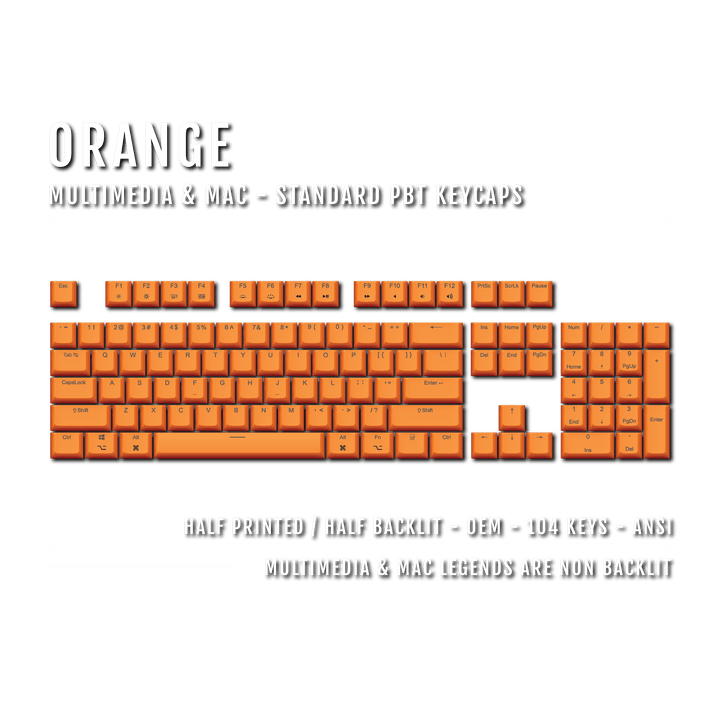 Orange Mac & Multimedia Dual Language PBT Keycaps Krome Keycaps LTD mac & multimedia