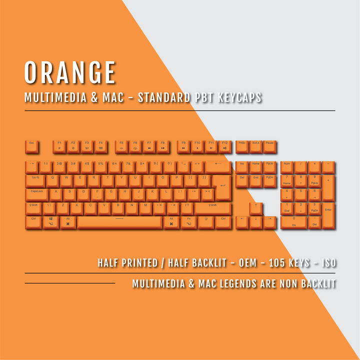 Orange Mac & Multimedia Dual Language PBT Keycaps Krome Keycaps LTD mac & multimedia